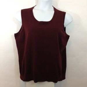 Talbots Woman Petite Sweater Vest Shell Burgundy.